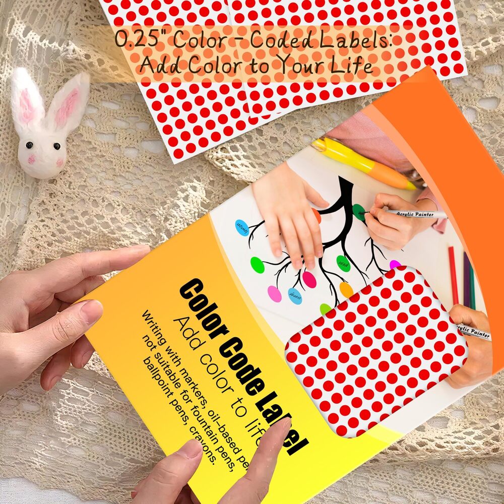 2564 0.25 Inch Red Color Coding Sticker Dots,4200 PCS Small Round Circle - Picture 6 of 7